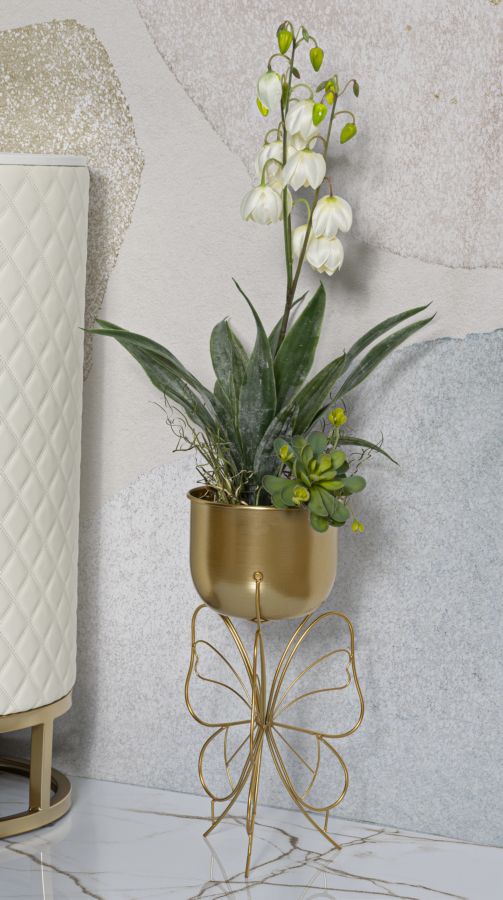 Blumenständer Schmetterling Gold Groß – Pflanzenständer Deko