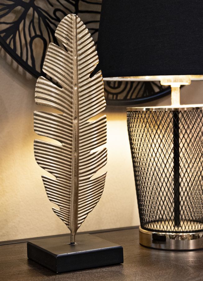 Dekofigur Blatt Gold – Skulptur Deko Kerzenhalter