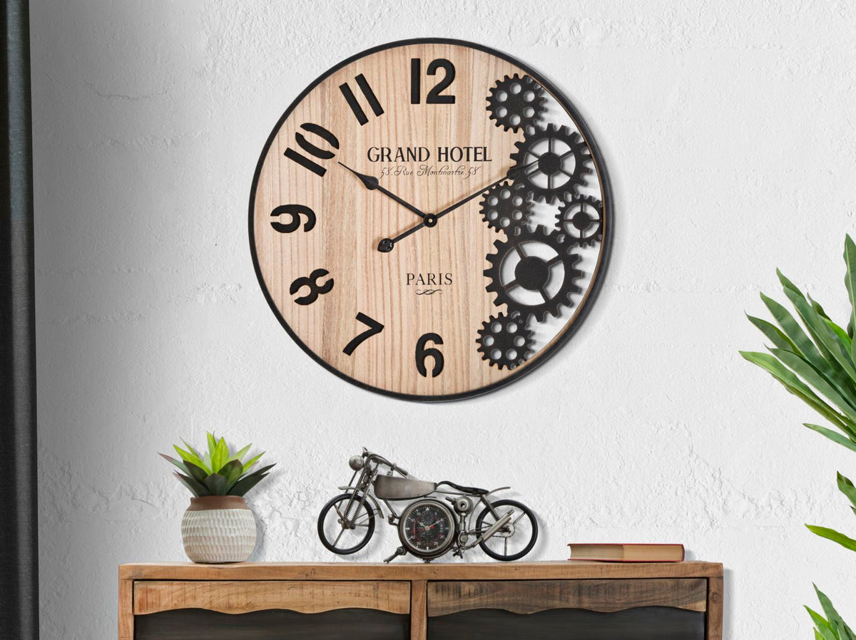 Wanduhr Groß Braun Schwarz 60 cm – Uhr Wohnzimmer
