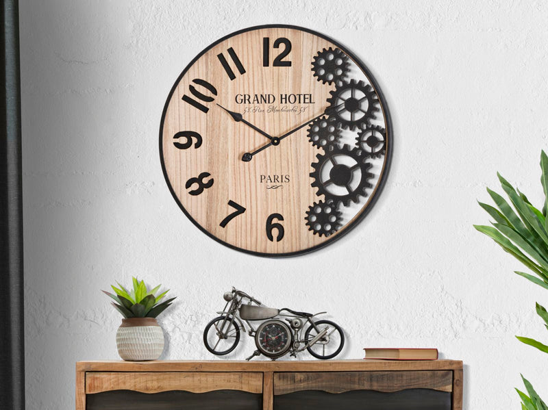 Wanduhr Groß Braun Schwarz 60 cm – Uhr Wohnzimmer