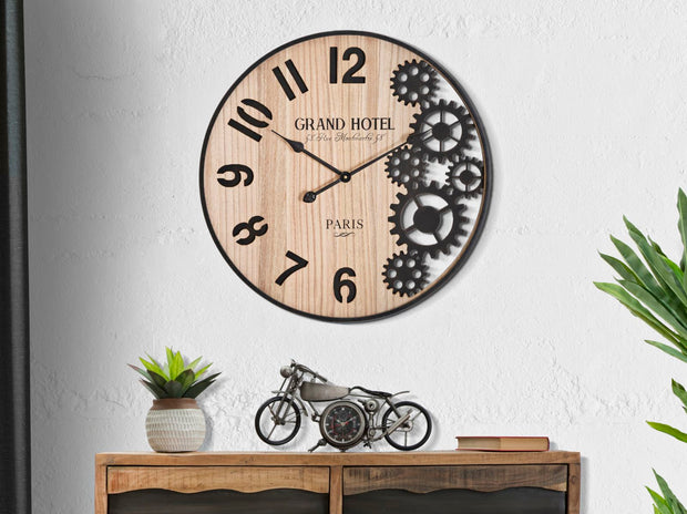 Wanduhr Groß Braun Schwarz 60 cm – Uhr Wohnzimmer