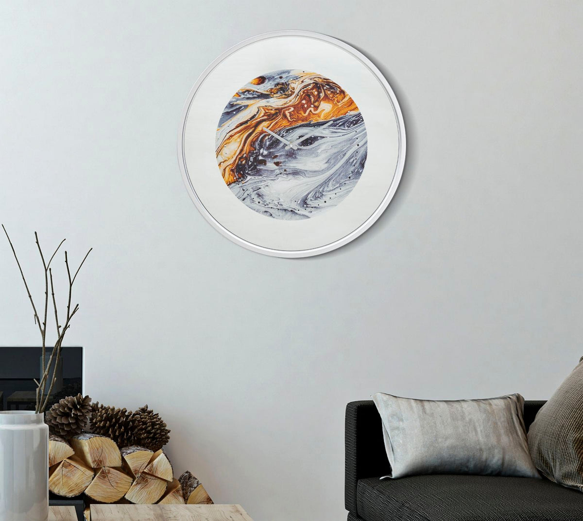 Wanduhr Spiegel Grau 60 cm – Wanduhr