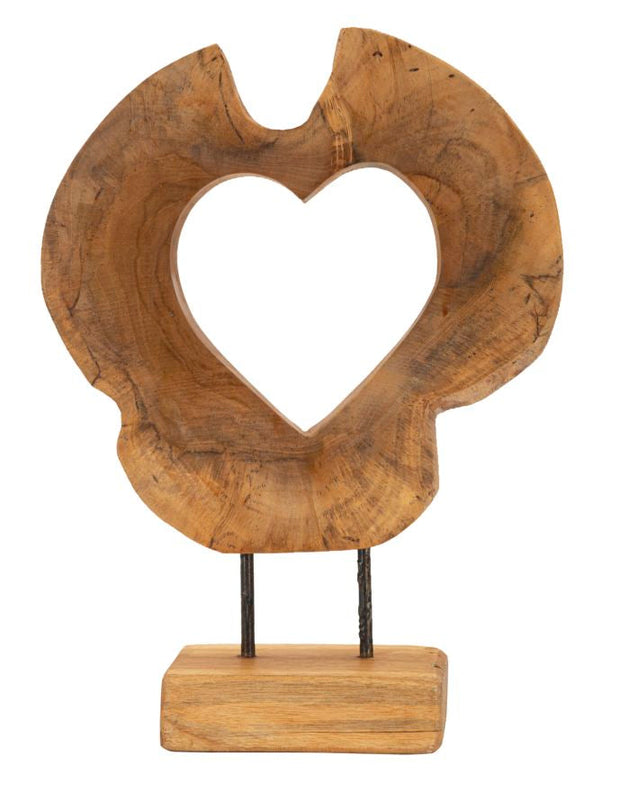 Dekofigur Herz Braun 38 cm – Skulptur Deko