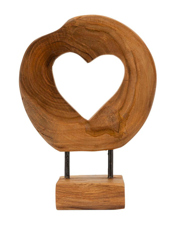 Dekofigur Herz Braun 28 cm – Skulptur Deko