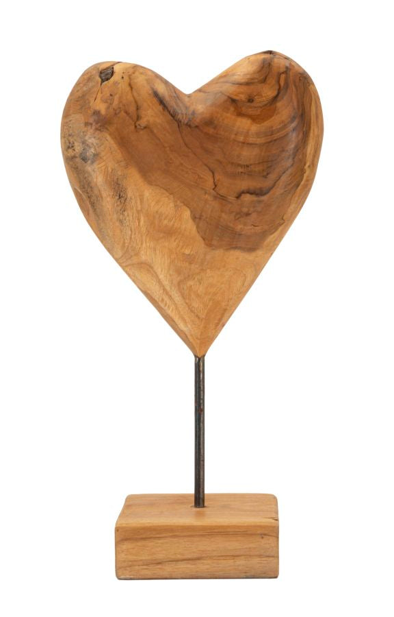 Dekofigur Herz Braun 37 cm – Skulptur Deko