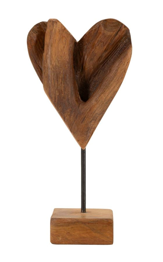Dekofigur Herz Braun 35 cm – Skulptur Deko