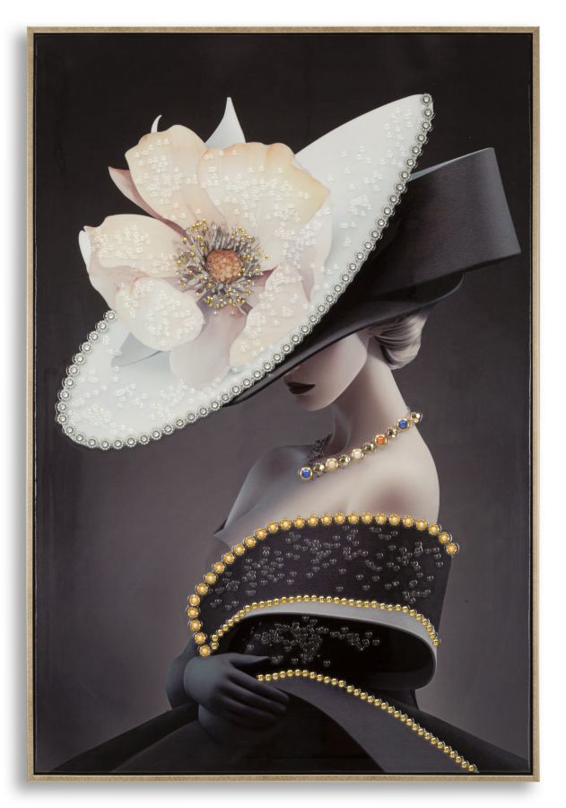 Wandbild Frau mit Hut 92 cm B – Leinwandbild Deko