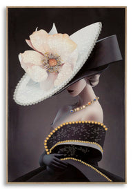Wandbild Frau mit Hut 92 cm B – Leinwandbild Deko