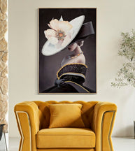 Wandbild Frau mit Hut 92 cm B – Leinwandbild Deko