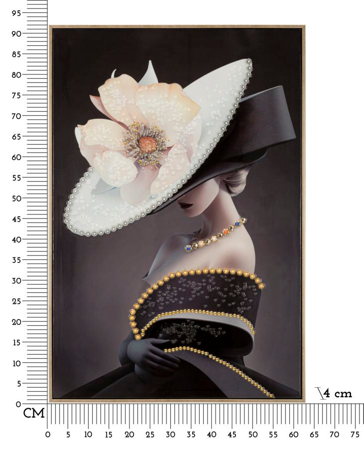 Wandbild Frau mit Hut 92 cm B – Leinwandbild Deko