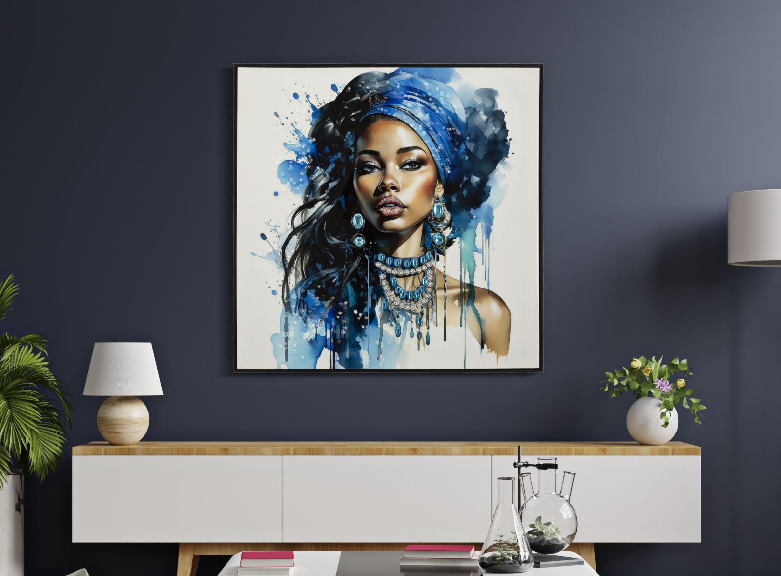 Wandbild Frau mit Turban 82 cm A – Leinwandbild Deko