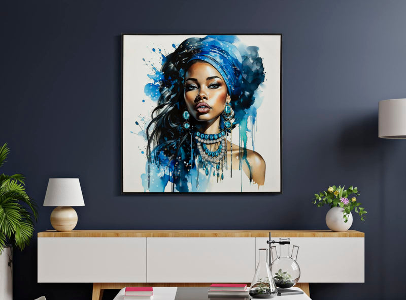 Wandbild Frau mit Turban 82 cm A – Leinwandbild Deko