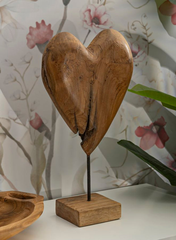 Dekofigur Herz Braun 45 cm – Skulptur Deko