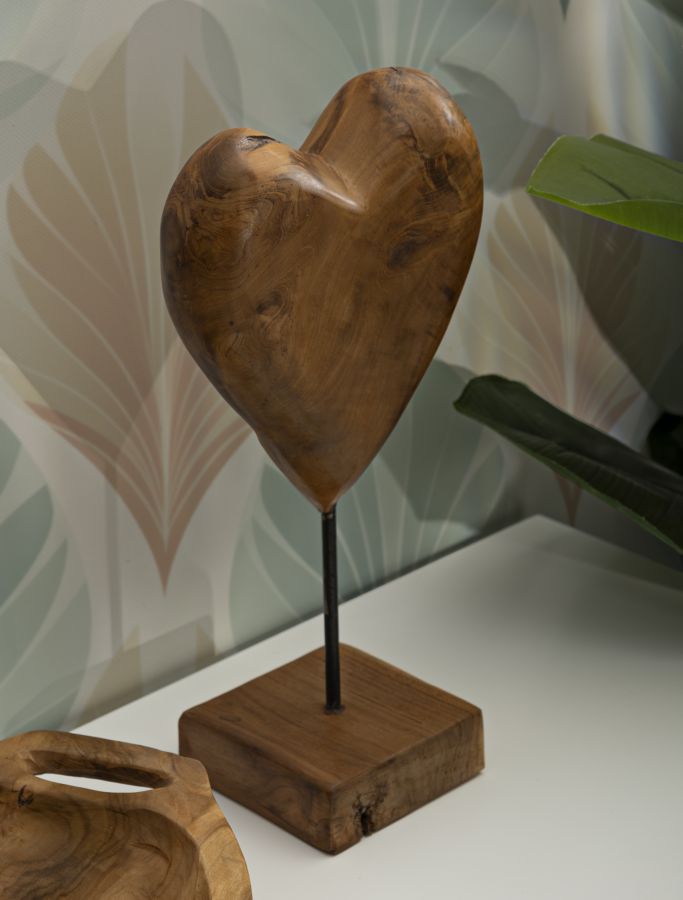 Dekofigur Herz Braun 37 cm – Skulptur Deko