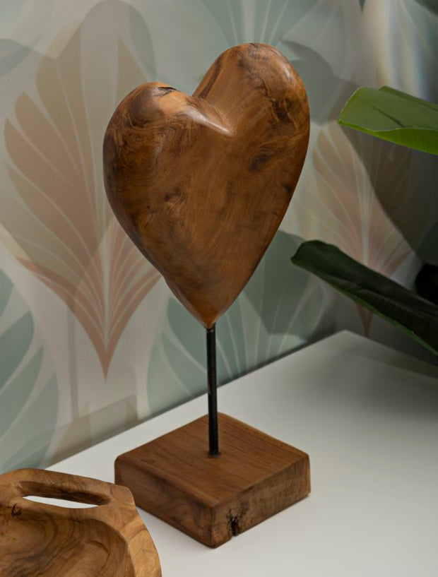 Dekofigur Herz Braun 37 cm – Skulptur Deko