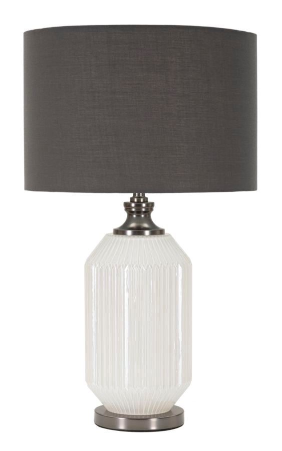 Tischlampe Brighty Weiß Grau 65 cm – Tischleuchte