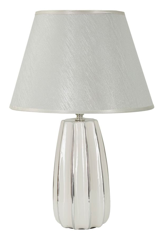 Tischlampe Emmi Weiß Silber 45 cm – Tischleuchte