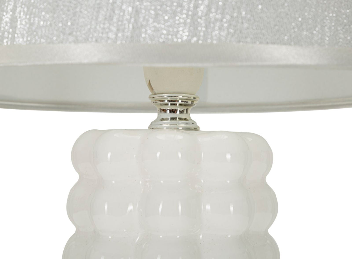 Tischlampe Lace Weiß Silber 33 cm – Tischleuchte