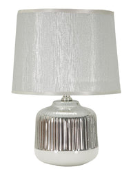 Tischlampe Lucina Weiß Silber 29 cm – Tischleuchte