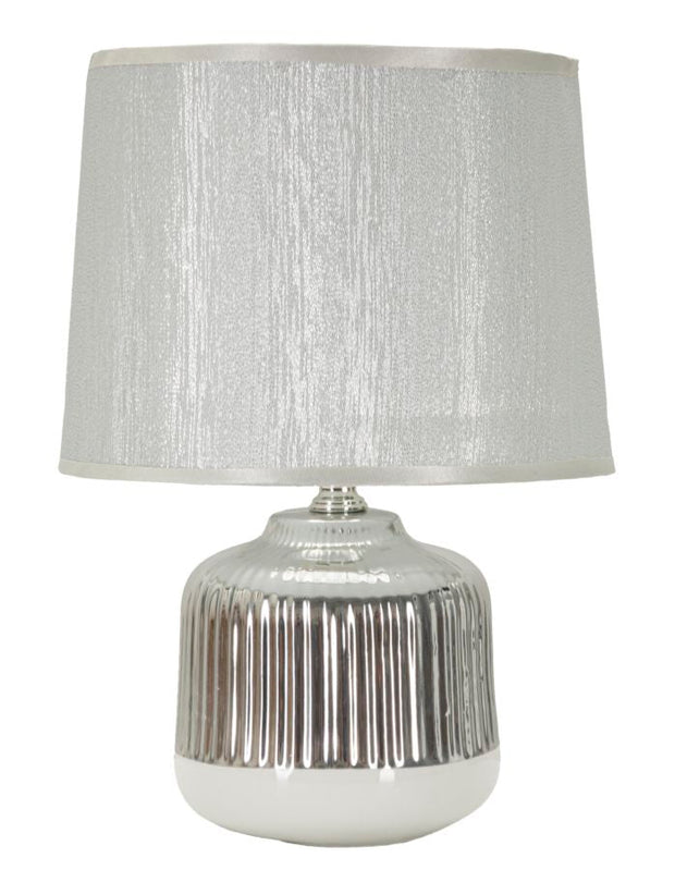 Tischlampe Lucina Weiß Silber 29 cm – Tischleuchte