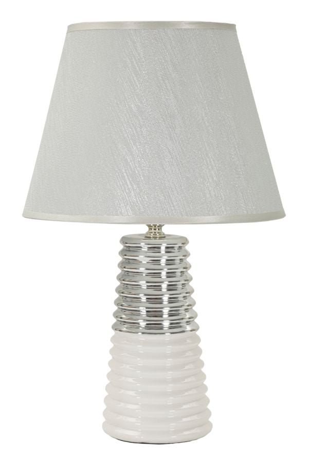 Tischlampe Candela Weiß Silber 41 cm – Tischleuchte