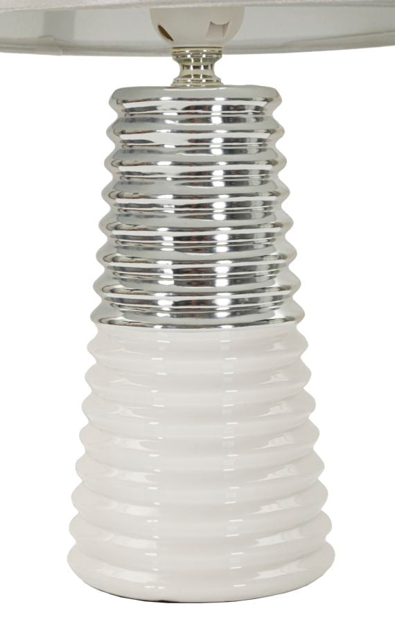 Tischlampe Candela Weiß Silber 41 cm – Tischleuchte
