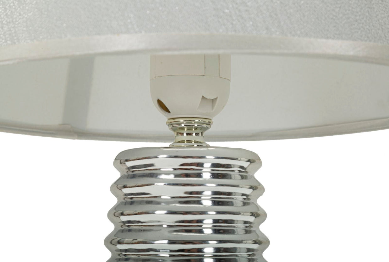 Tischlampe Candela Weiß Silber 41 cm – Tischleuchte