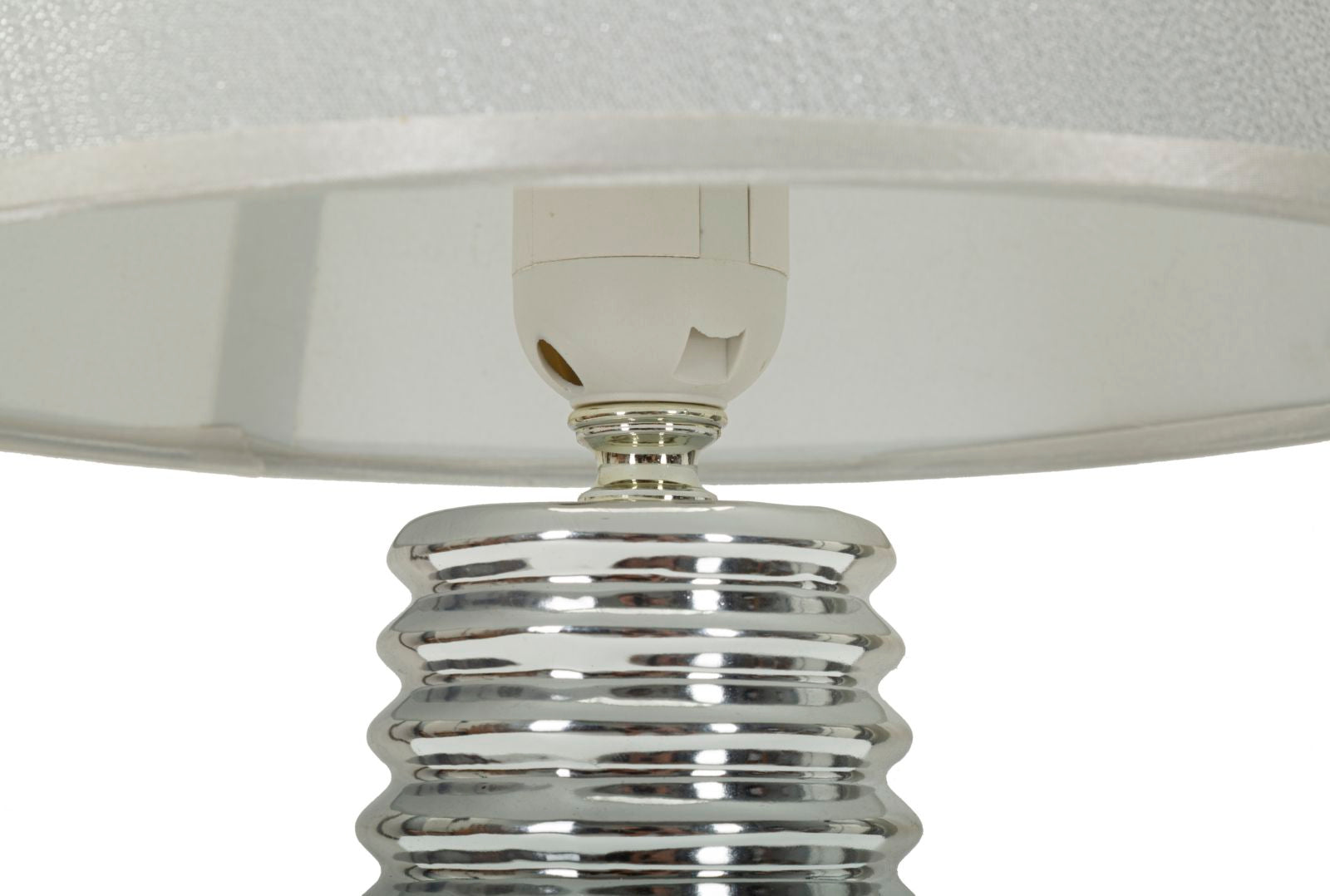 Tischlampe Candela Weiß Silber 41 cm – Tischleuchte