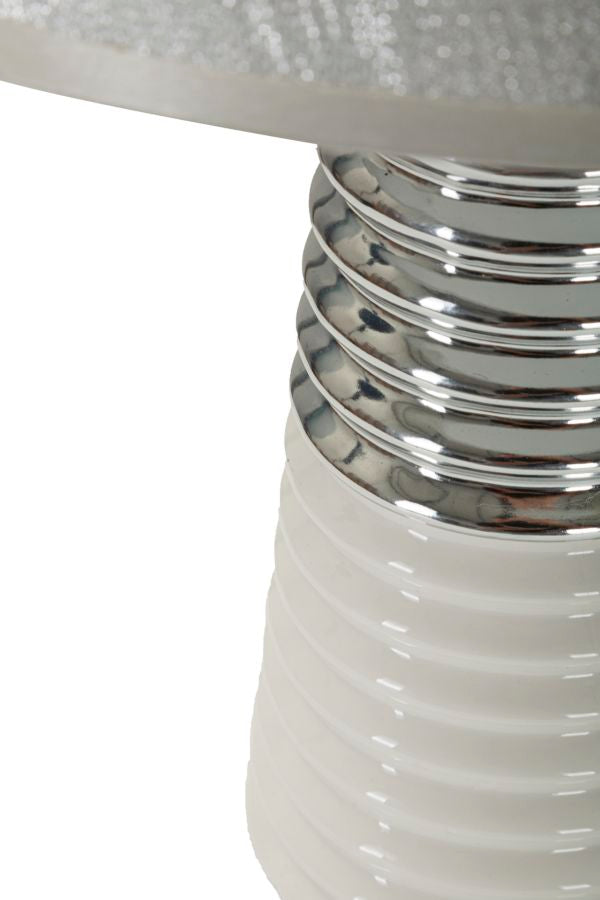 Tischlampe Candela Weiß Silber 41 cm – Tischleuchte