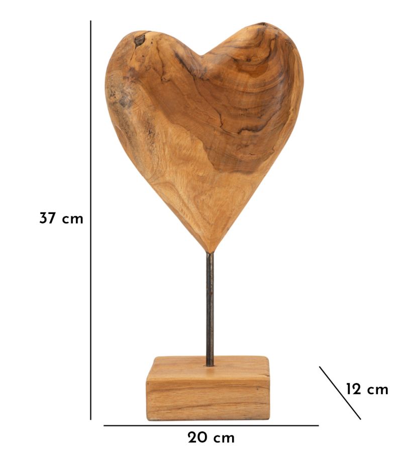 Dekofigur Herz Braun 37 cm – Skulptur Deko