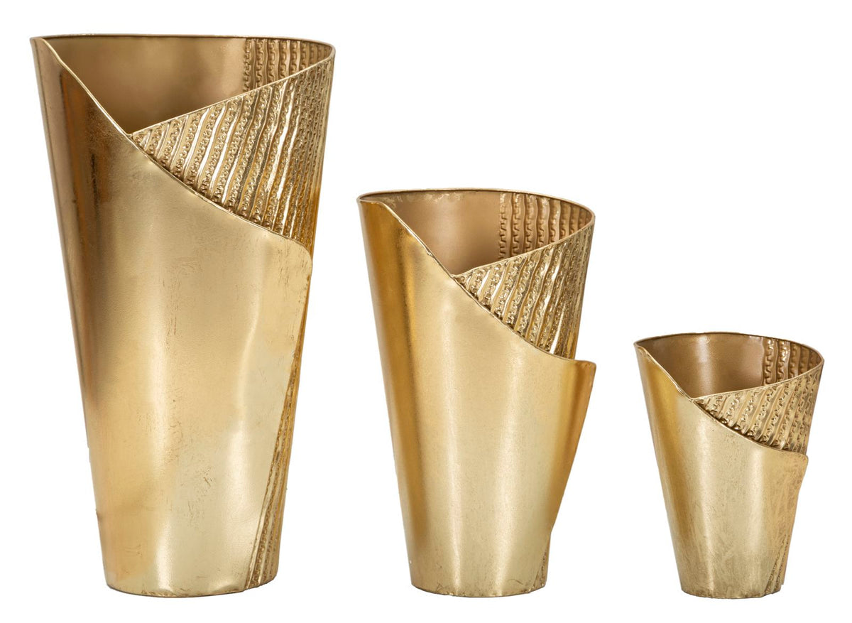 Bodenvase Flosty Gold 3er Set 75 cm