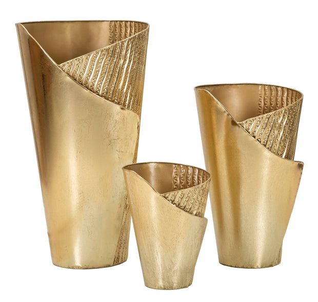 Bodenvase Flosty Gold 3er Set 75 cm