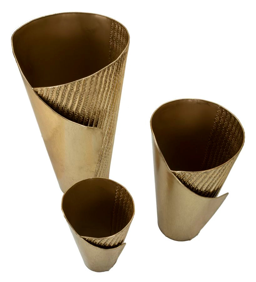 Bodenvase Flosty Gold 3er Set 75 cm