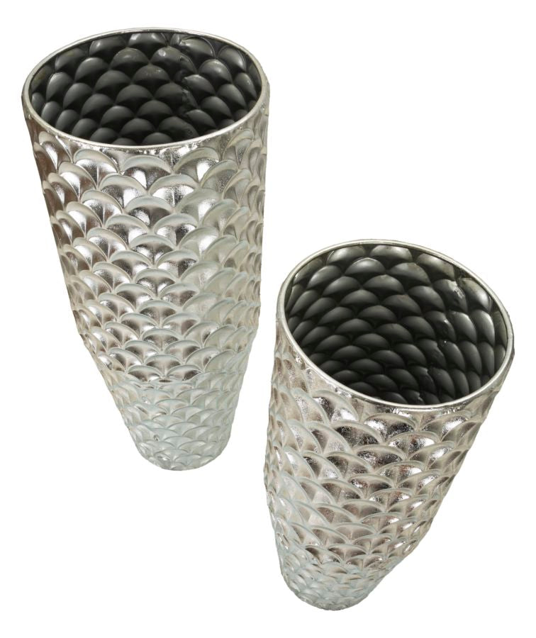 Bodenvase Silvy Silber 2er Set 92 cm