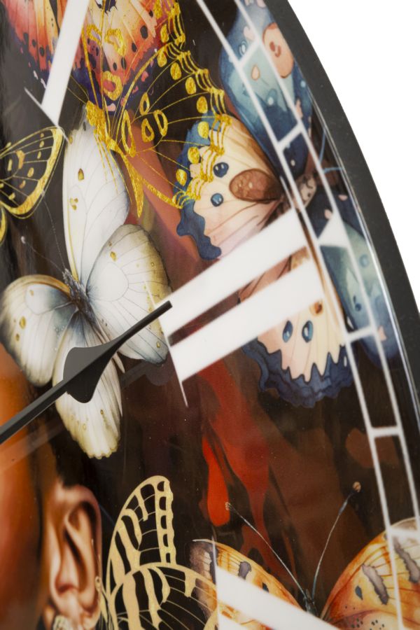 Wanduhr Kourt Frau mit Schmetterlingen Bunt – Wanduhr
