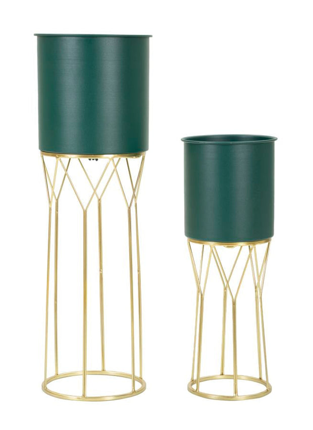 Blumenständer Geometrisch Grün Gold 70 cm – Pflanzenständer