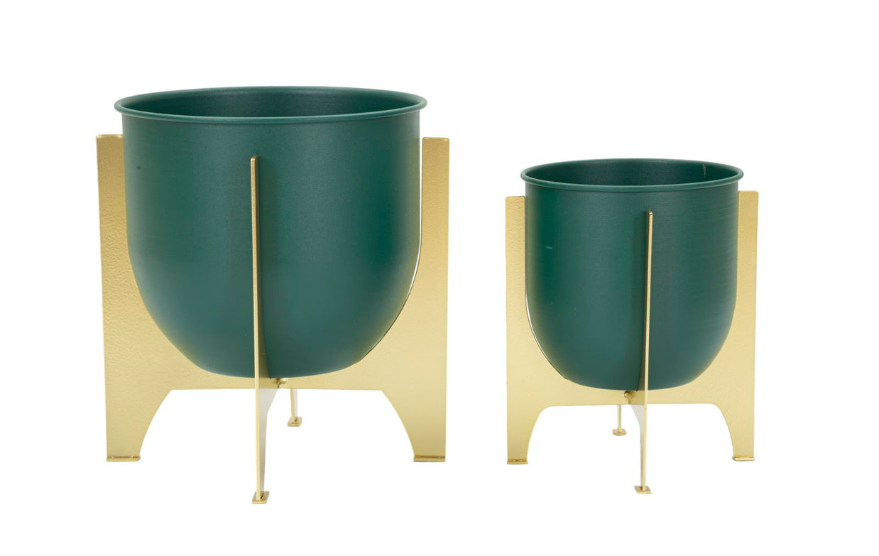 Blumenständer Grent Grün Gold 2er Set Groß – Pflanzenständer
