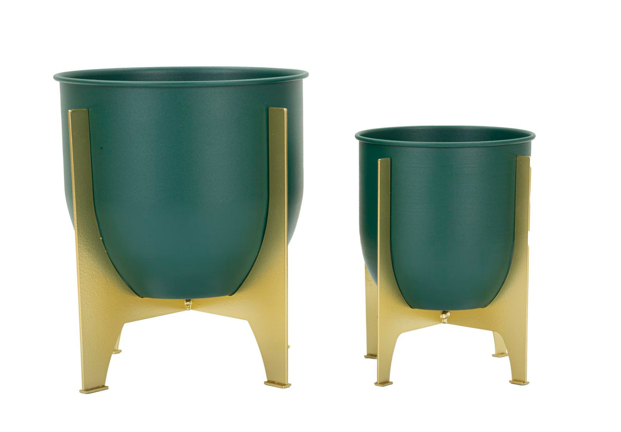 Blumenständer Grent Grün Gold 2er Set Groß – Pflanzenständer