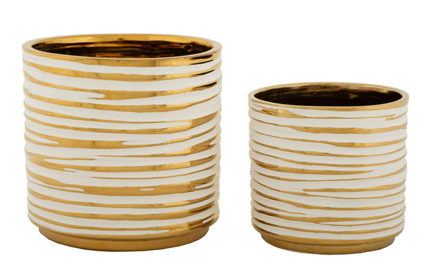Vase Blom Weiß Gold 2er Set – Blumenvase Deko