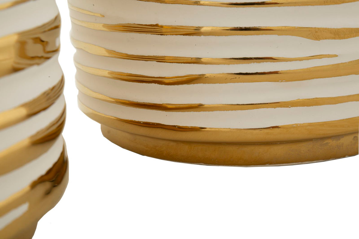 Vase Blom Weiß Gold 2er Set – Blumenvase Deko