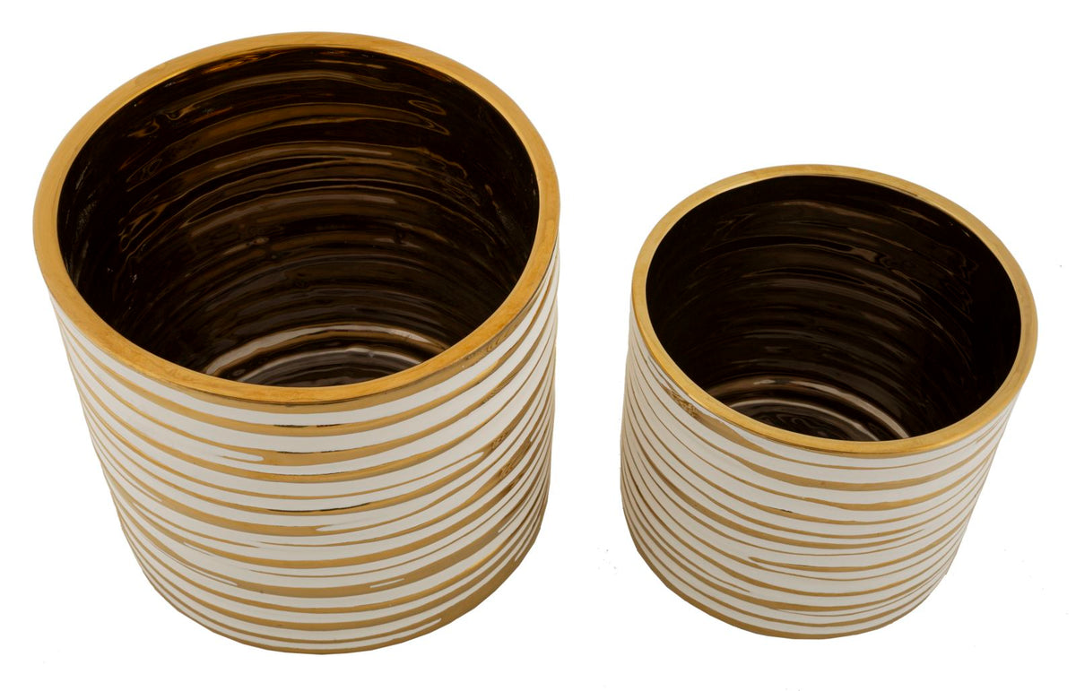 Vase Blom Weiß Gold 2er Set – Blumenvase Deko