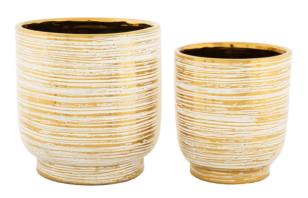 Vase Melody Weiß Gold 2er Set – Blumenvase Deko