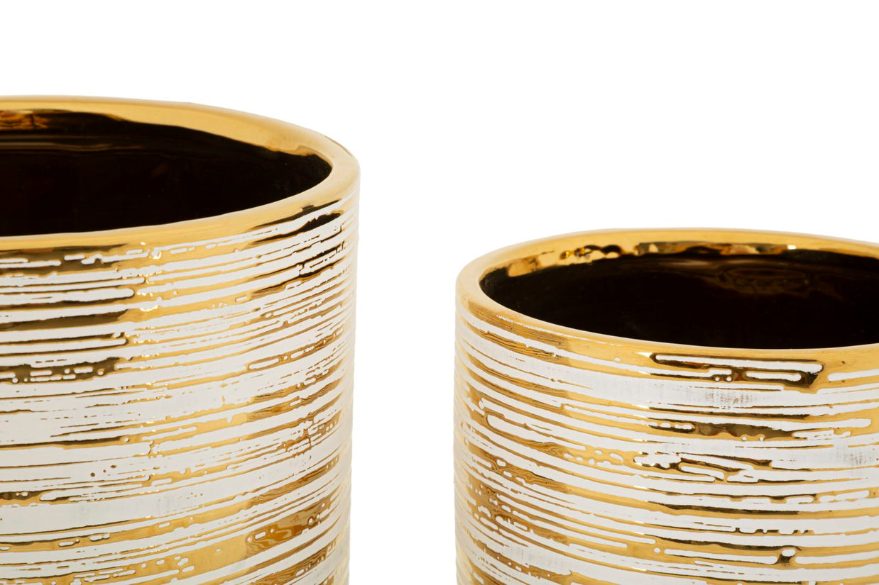 Vase Melody Weiß Gold 2er Set – Blumenvase Deko