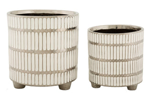 Vase Ray Weiß Silber 2er Set – Blumenvase Deko