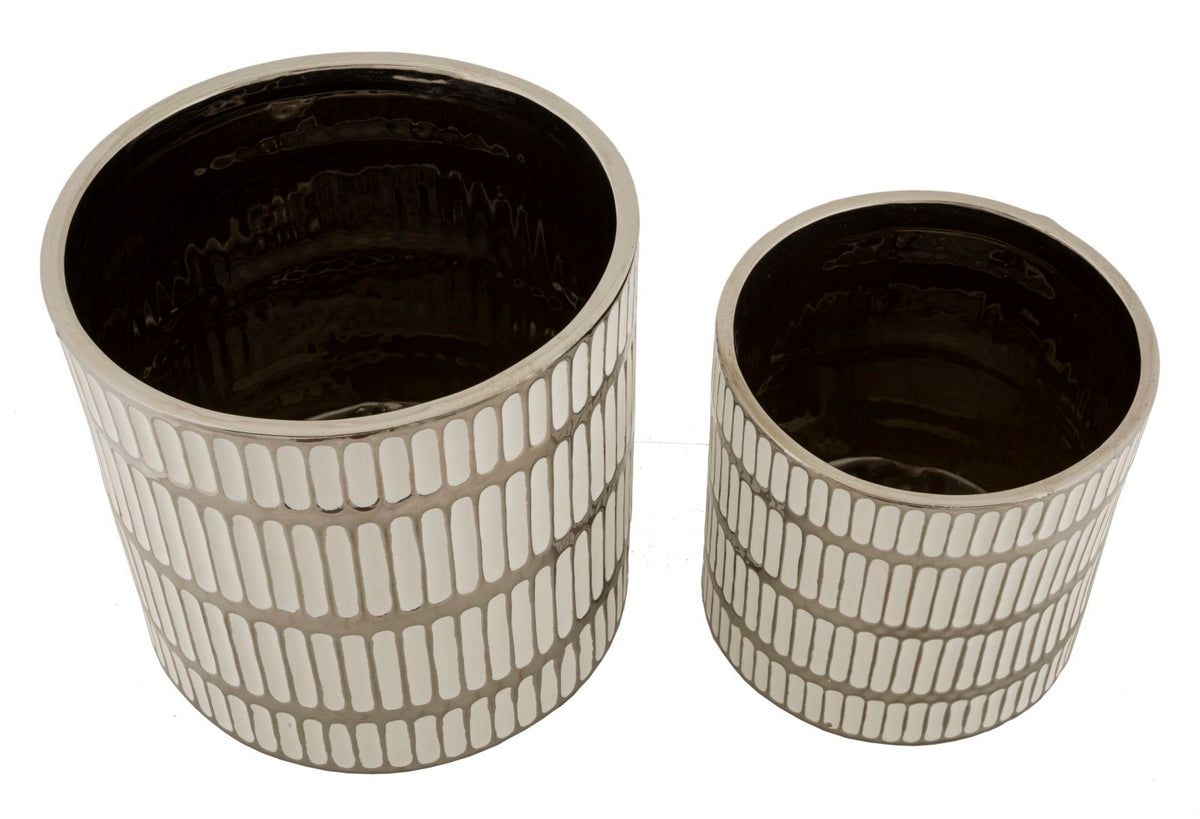 Vase Ray Weiß Silber 2er Set – Blumenvase Deko