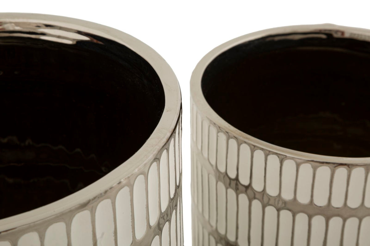 Vase Ray Weiß Silber 2er Set – Blumenvase Deko