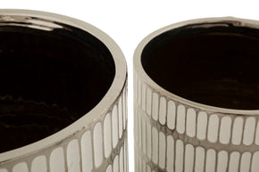 Vase Ray Weiß Silber 2er Set – Blumenvase Deko