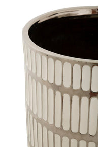 Vase Ray Weiß Silber 2er Set – Blumenvase Deko