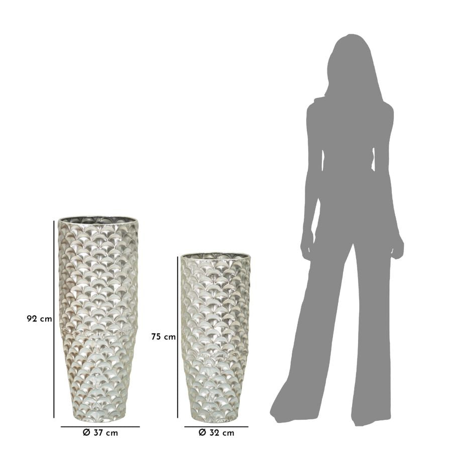 Bodenvase Silvy Silber 2er Set 92 cm