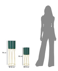 Blumenständer Geometrisch Grün Gold 70 cm – Pflanzenständer